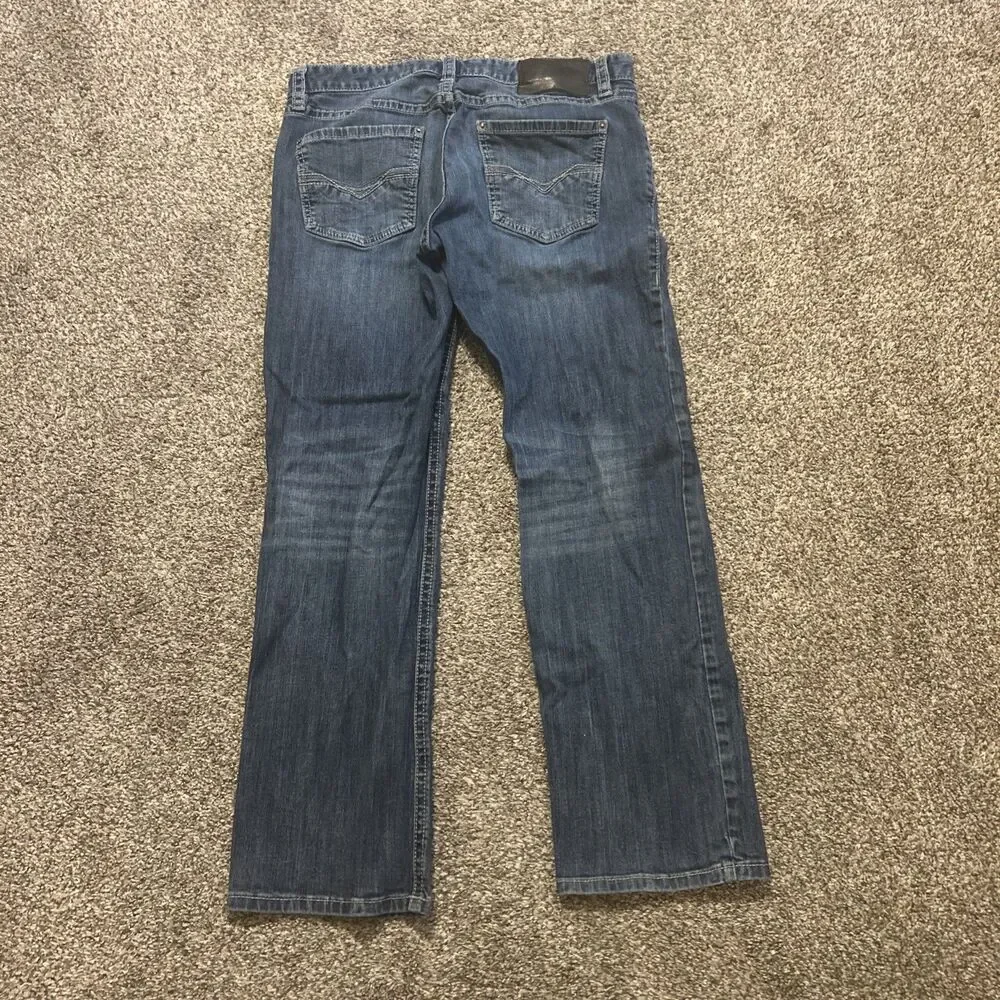 Rock and Roll Denim Revolver Jeans Mens 34x32 Blue Slim Straight Leg